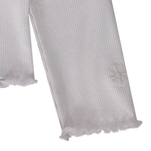 Camiseta manga larga punto acanalado con flor bordada para niña 