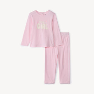 Conjunto de pijama largo de jersey estampado para niña. 