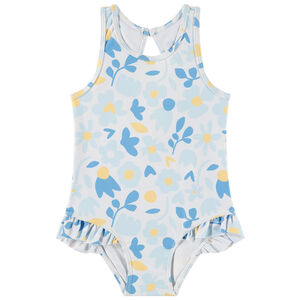 Maillot de baño de una pieza con estampado floral y espalda descubierta para niña bebé 