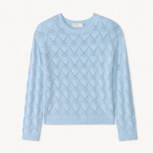 Suéter oversized de punto calado con diseño para niña. 