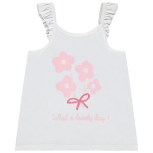 Camiseta sin mangas lisa con tirantes con volantes y estampado para bebé niña 