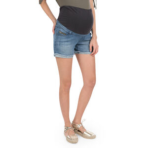 Short vaquero premamá con flecos 