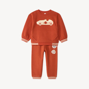 Conjunto de chándal para bebé niño con bordado de coche. 