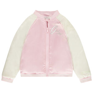 Chaqueta teddy bicolor con bordado para niña 