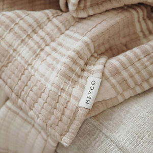 Couverture mousseline prélavée Jaquard Stripe - Sand - 75x100 cm 