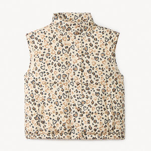 Doudoune sans manches imprimée style léopard pour fille  Main Doudoune sans manches imprimée style léopard pour fille