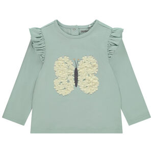 T-shirt manches courtes avec papillon en fleur 3D pour bébé fille 
