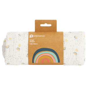 Muselina de gasa de algodón 100 x 100 cm estampada arcoíris 