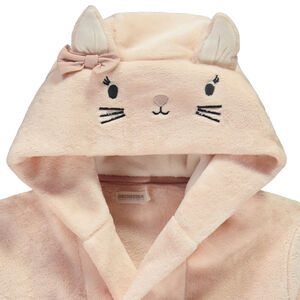 Bata de baño divertida de sherpa con diseño de gato para niña  Main Bata de baño divertida de sherpa con diseño de gato para niña