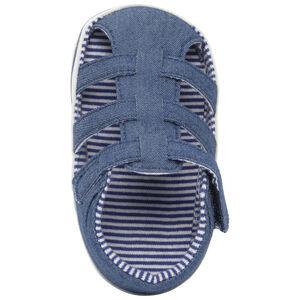 Sandalias velcro azul mezclilla con forro de rayas 