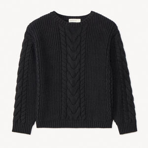 Pull oversize en tricot torsadé uni pour fille  Main Pull oversize en tricot torsadé uni pour fille