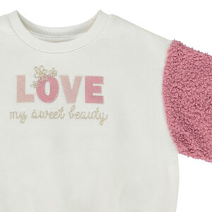 Sudadera oversize de felpa con mangas bouclettes para bebé niña 