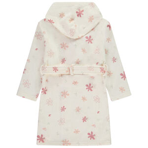 Albornoz de felpa con capucha y estampado de flores niña 