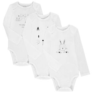 Lot de 3 bodies à manches longues en coton print animaux pour bébé fille Main Lot de 3 bodies à manches longues en coton print animaux pour bébé fille
