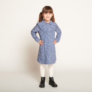 Robe manches longues à carreaux imprimé fleurs pour fille  Main Robe manches longues à carreaux imprimé fleurs pour fille