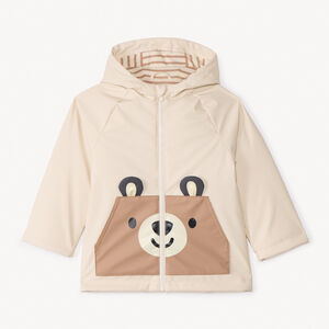 Parka repelente con bolsillos divertidos de oso para bebé niño 