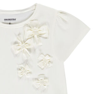 Camiseta de manga corta unicolor con nudos para niña  Main Camiseta de manga corta unicolor con nudos para niña