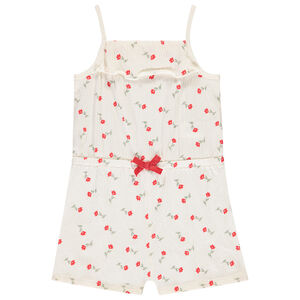 Pelele corto con volantes y estampado de flores para niña 