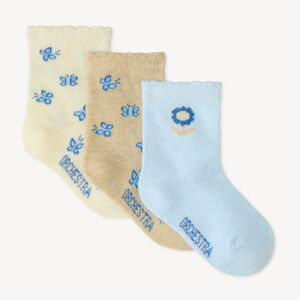 Pack de 3 calcetines altos con flores para niña bebé 