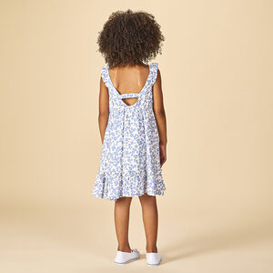 Vestido de tirantes con volantes y estampado floral para niña 