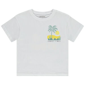 Camiseta manga corta lisa con estampado de atardecer para niño 