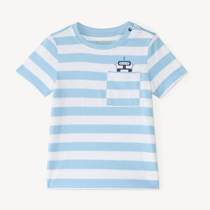 Camiseta de rayas con estampado de robot para bebé niño 
