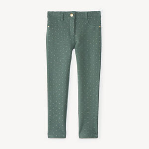 Pantalones skinny de felpa para niña con lunares dorados 