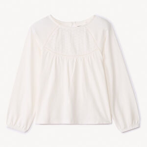 T-shirt manches longues uni à broderie pour fille  Main T-shirt manches longues uni à broderie pour fille