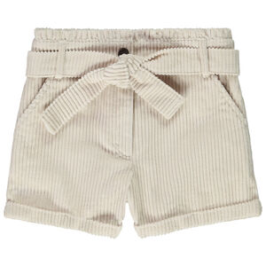 Short de pana con cinturón anudado desmontable para niña  Main Short de pana con cinturón anudado desmontable para niña