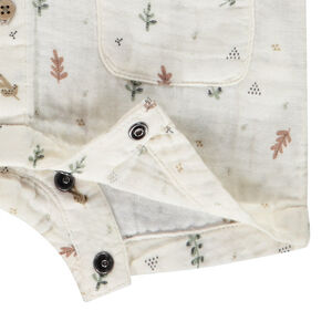 Combishort en doble gasa estampado hojas para bebé 