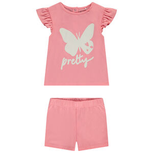 Set de pijama corto 2 piezas estampado mariposa para bebé niña 