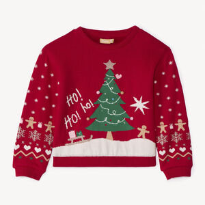 Jersey de Navidad de punto con forro de sherpa para niña  Main Jersey de Navidad de punto con forro de sherpa para niña