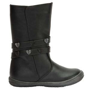 Botines de niña con cremallera y tiras con corazones 