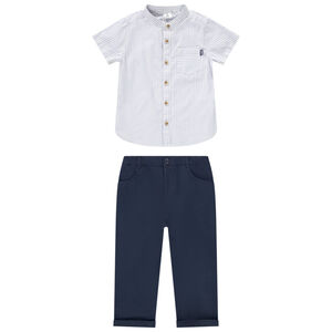 Conjunto de 2 piezas con camisa de rayas para bebé niño 