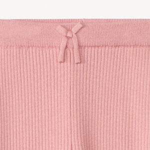 Calzoncillo largo de punto acanalado liso con lazo decorativo para niña 