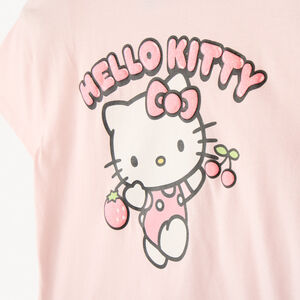 Camiseta de manga corta con estampado brillante de Hello Kitty niña 