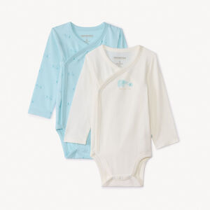 Pack de 2 bodies de manga larga con estampado de elefantes para bebé niño 