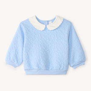 Sudadera de felpa texturizada con cuello de bebé para niña. 