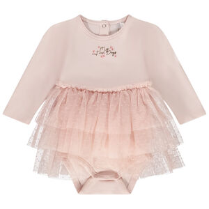 Vestido body efecto 2 en 1 con tul plumeti para bebé niña  Main Vestido body efecto 2 en 1 con tul plumeti para bebé niña