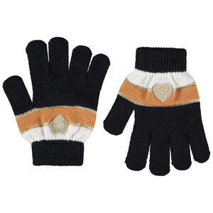 Par de guantes de punto efecto colorblock con corazón bordado para niña 