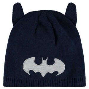 Gorro de punto con orejas cosidas y parche de Batman 
