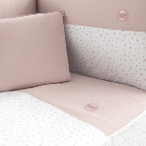 Colcha y protector juego para cuna 60 Plumeti Rosa 