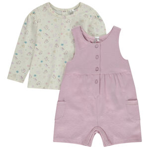 Peto + camiseta print unicornios para bebé niña 