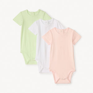Lote de 3 Bodies de manga corta lisos para bebé niña 