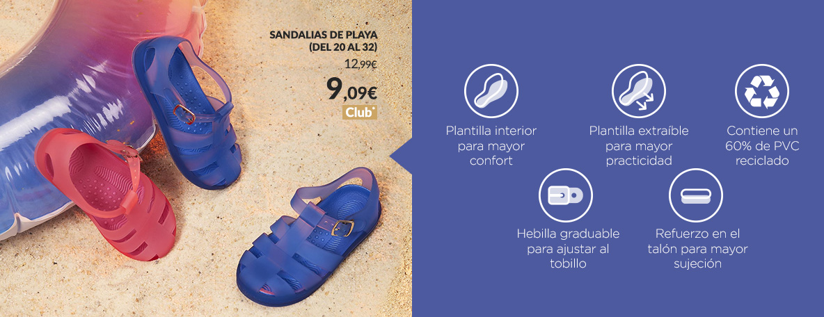 Sandales de plage (du20 au 32) 12,99€ / 9,09€ club*