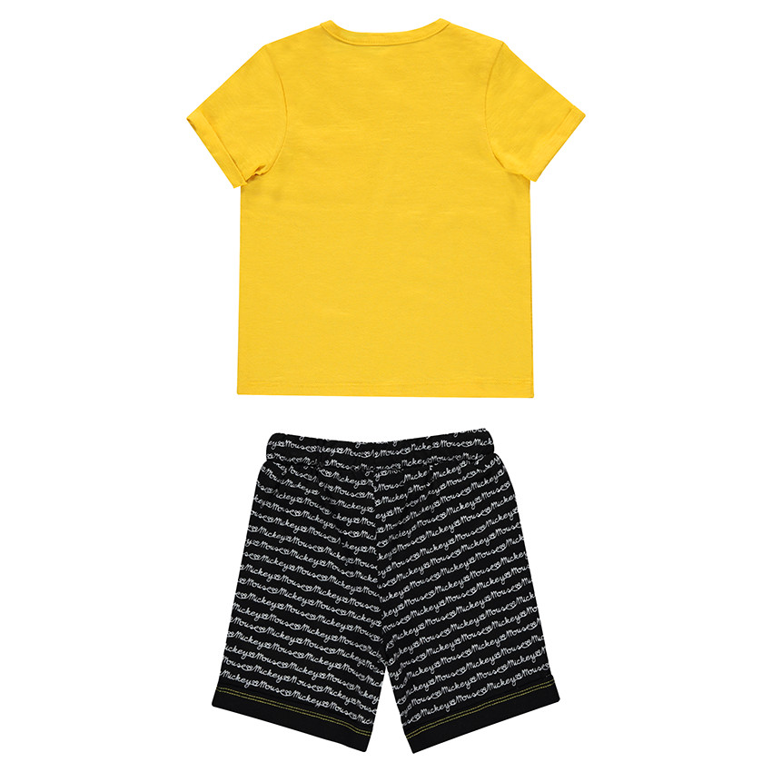 Conjunto de camiseta lisa Disney y estampado Mickey con bermudas estampadas 