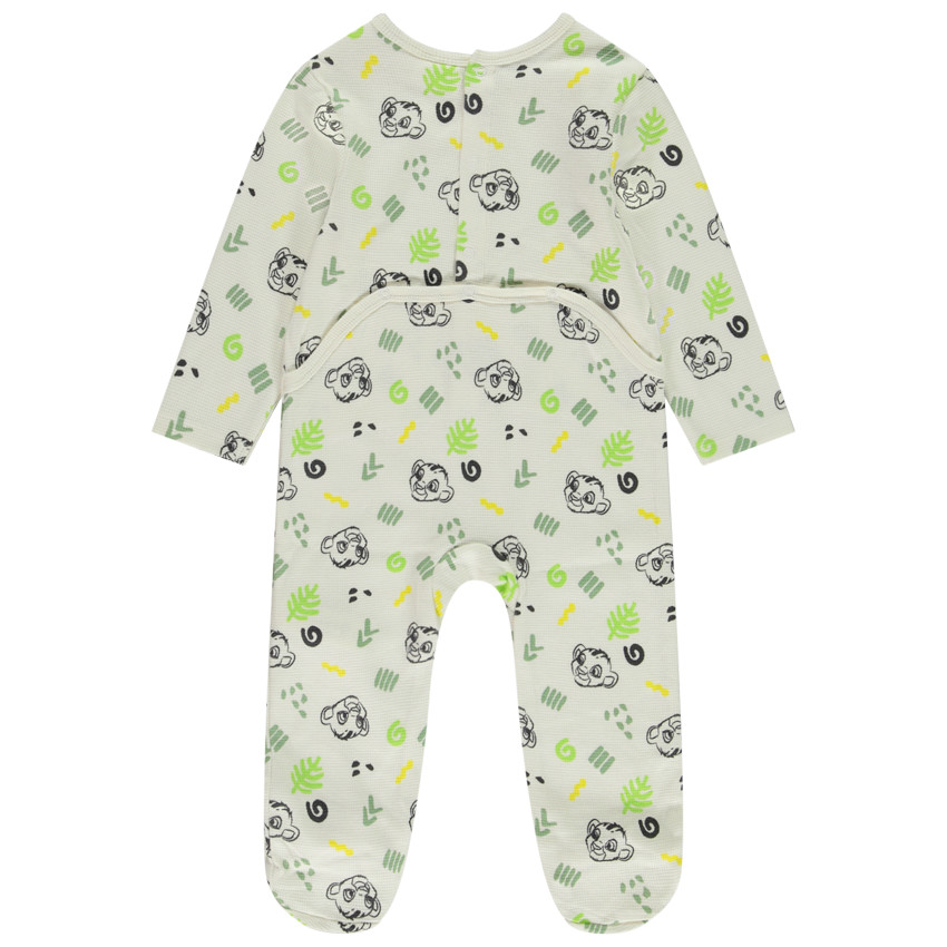 Pelele efecto nido de abeja estampado Simba Disney para bebé niño con aperturas diferentes según la edad 