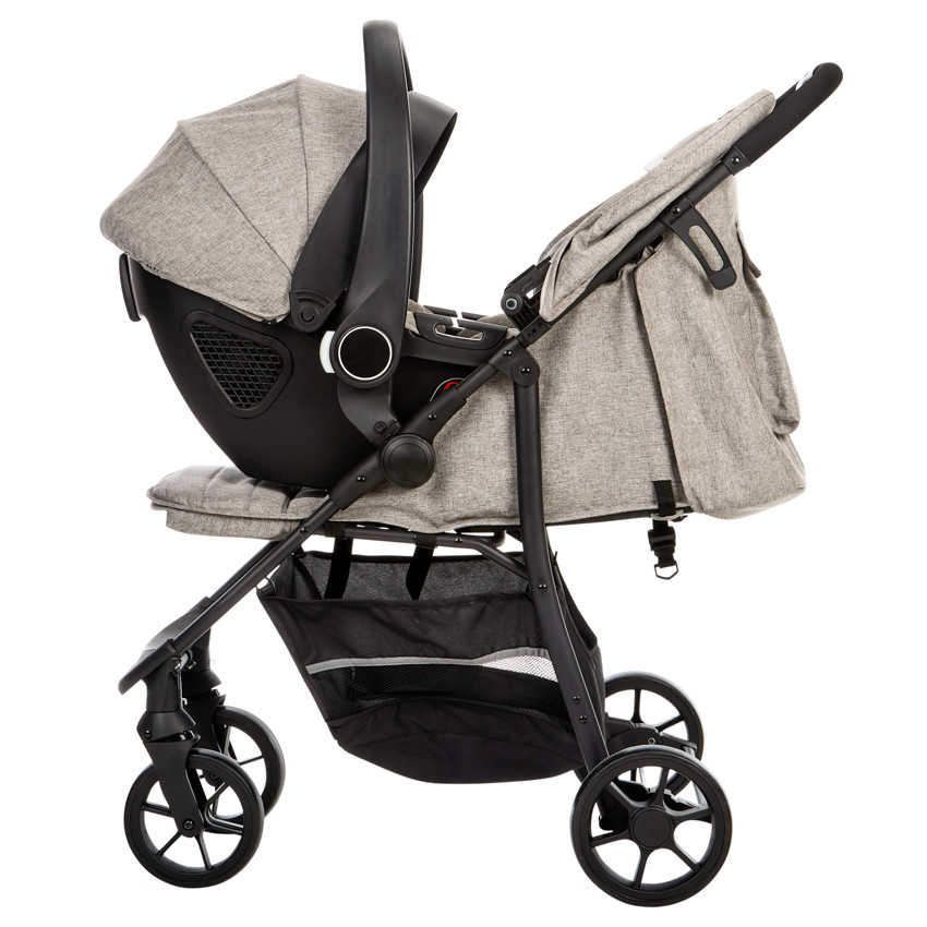 Carrito de bebé trio Triade con silla de coche y capazo gris 