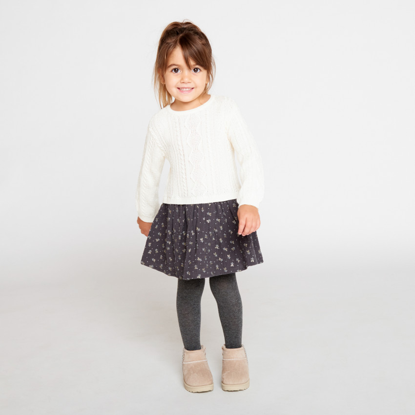 Robe effet 2 en 1 bu-matière fantaisie pour bébé fille  