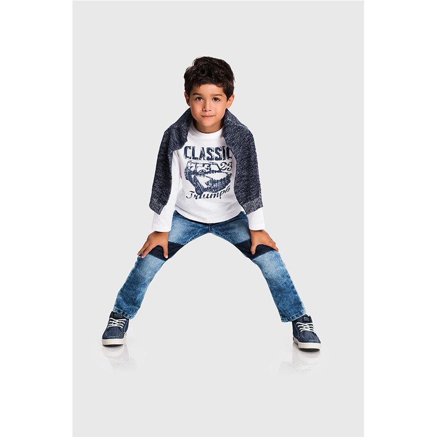 Camiseta manga larga con estampado de coche 